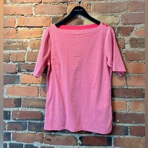 Women’s Segments Boatneck Pink Short Sleeve Tee with Button Detailing. Size XL